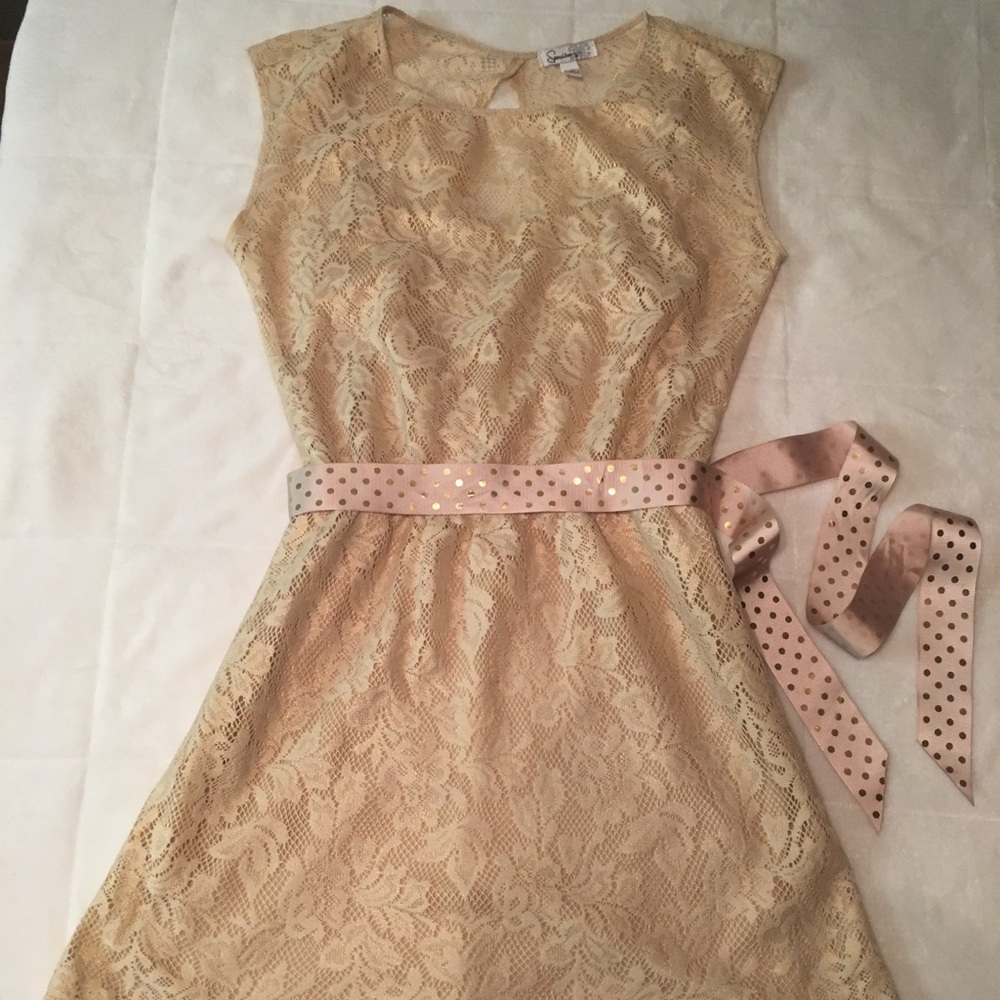 Speechless sleeveless lace summer dress nude S